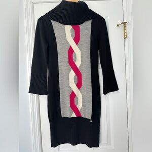 Karen Millen Cowl Neck Wool Sweater Dress Black size 2